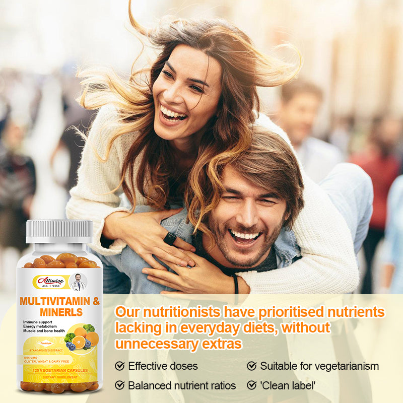 Multivitamin & Minerals Capsules with Iron, Methylfolate, Zinc 15mg, Vitamin D3 10mcg & K 32mcg To Improve Immunity Boost Energy Healthy Hair & Skin & Nails for Women