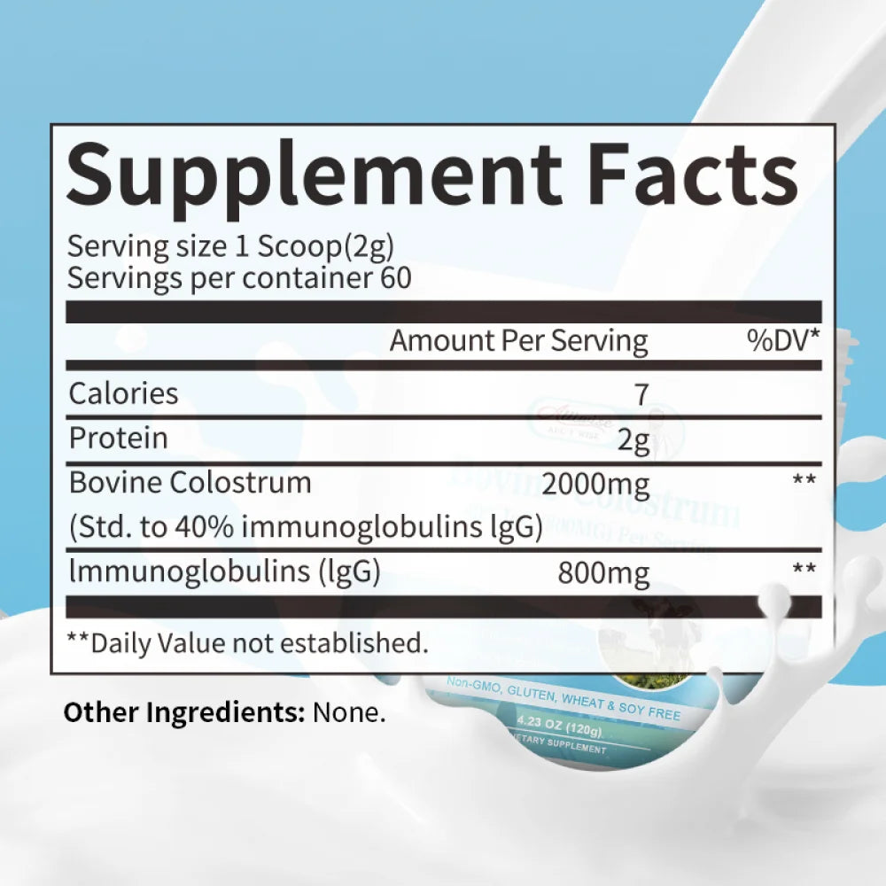Bovine Colostrum Supplement,Pure 40% IgG Colostrum Powder for Gut, Bone, Exercise, Immune,Natural Superfood Bovine Colostrum Powder, Non-GMO, 8.46 Oz, 2 Pack