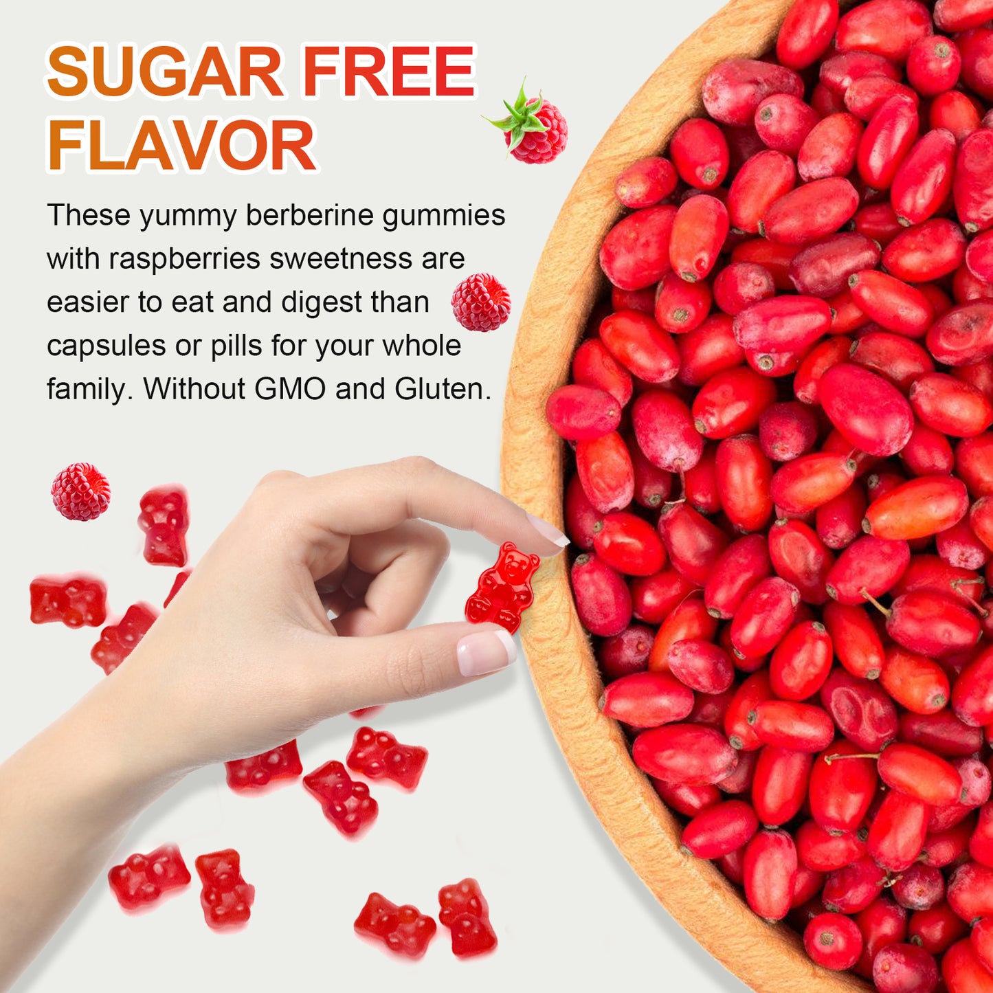 Sugar-Free Berberine Supplement Gummies, Organic Berberine HCL 1500mg with Ceylon Cinnamon, Quercetin, Multivitamin, Support Immune & Gastrointestinal Function & Glucose Metabolism for Women & Men