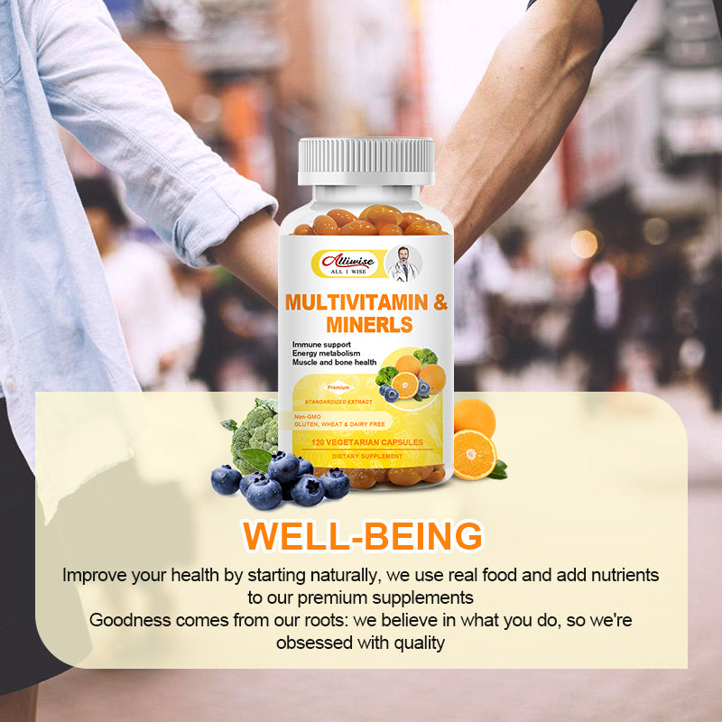 Multivitamin & Minerals Capsules with Iron, Methylfolate, Zinc 15mg, Vitamin D3 10mcg & K 32mcg To Improve Immunity Boost Energy Healthy Hair & Skin & Nails for Women