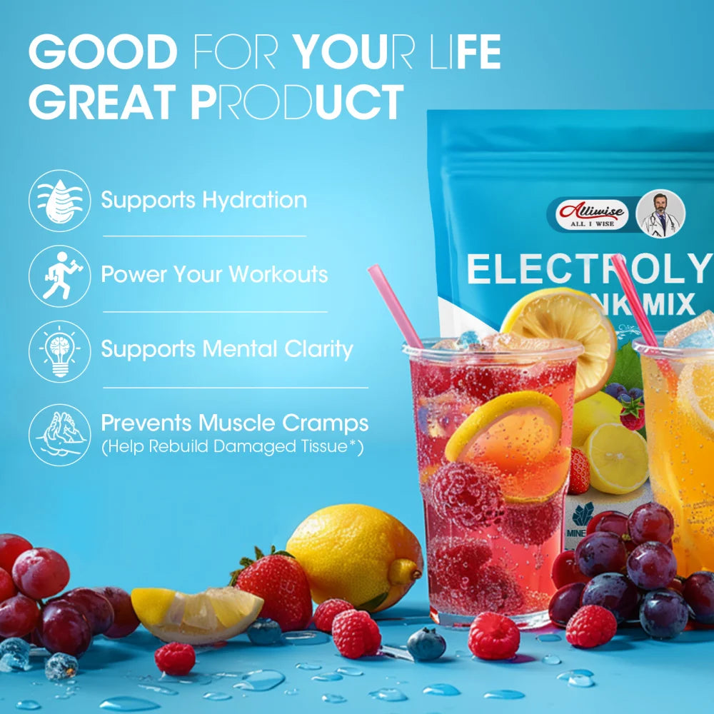 Electrolytes Powder Packets - 28 Hydration Packets - Organic Fruit Liquid Hydrate Packets for Dehydration Relief and Rehydration, Sugar Free & 0 Calorie