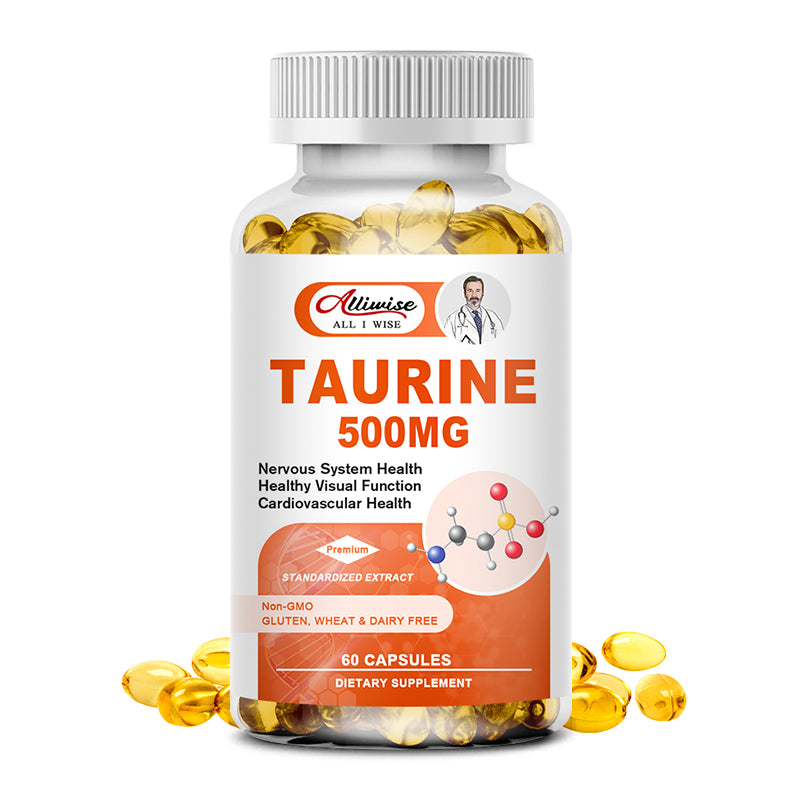 Taurine Capsules 1000MG Antioxidant Amino Acid Double Strength for Healthy Nervous System Visual Function,Brain Health & Cardiovascular Support