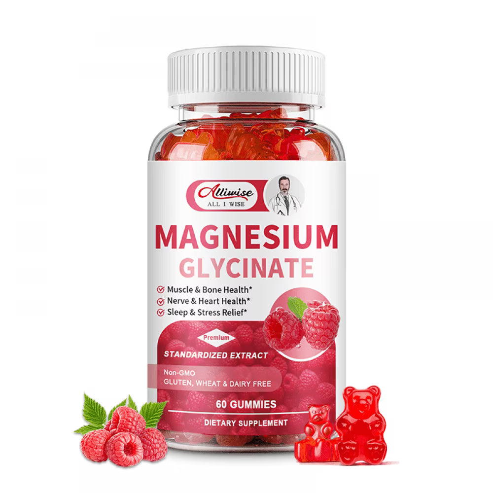 Magnesium Glycinate Gummies 600mg - Sugar Free Magnesium Supplement to Support Relaxation, Stress Relief, Heart Health - Chewable Magnesium Gummies for Adults - Strawberry Flavor,60 Gummies