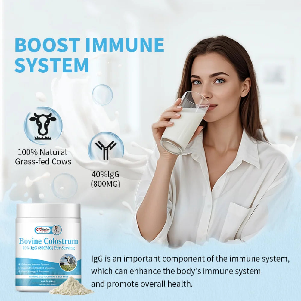 Bovine Colostrum Supplement,Pure 40% IgG Colostrum Powder for Gut, Bone, Exercise, Immune,Natural Superfood Bovine Colostrum Powder, Non-GMO, 4.23 Oz