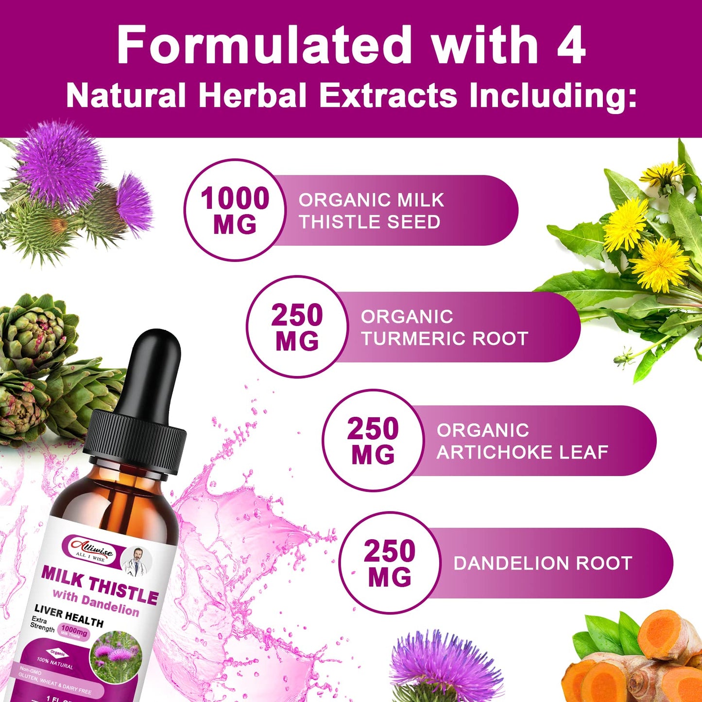 1000mg Milk Thistle Liver Health Support Liquid Drop Supplement