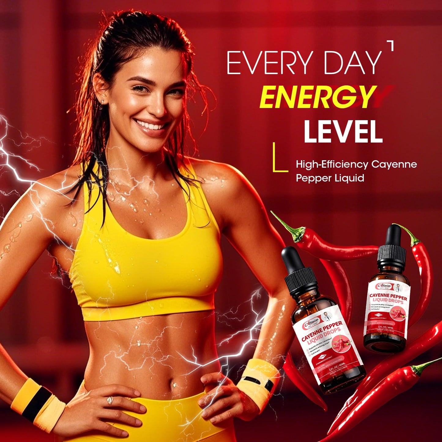 Cayenne Pepper Drops Supplement Liquid,with Hawthorn,Beet,Ginseng,Centella Asiatica,Grape,Turmeric for Energy,Circulation