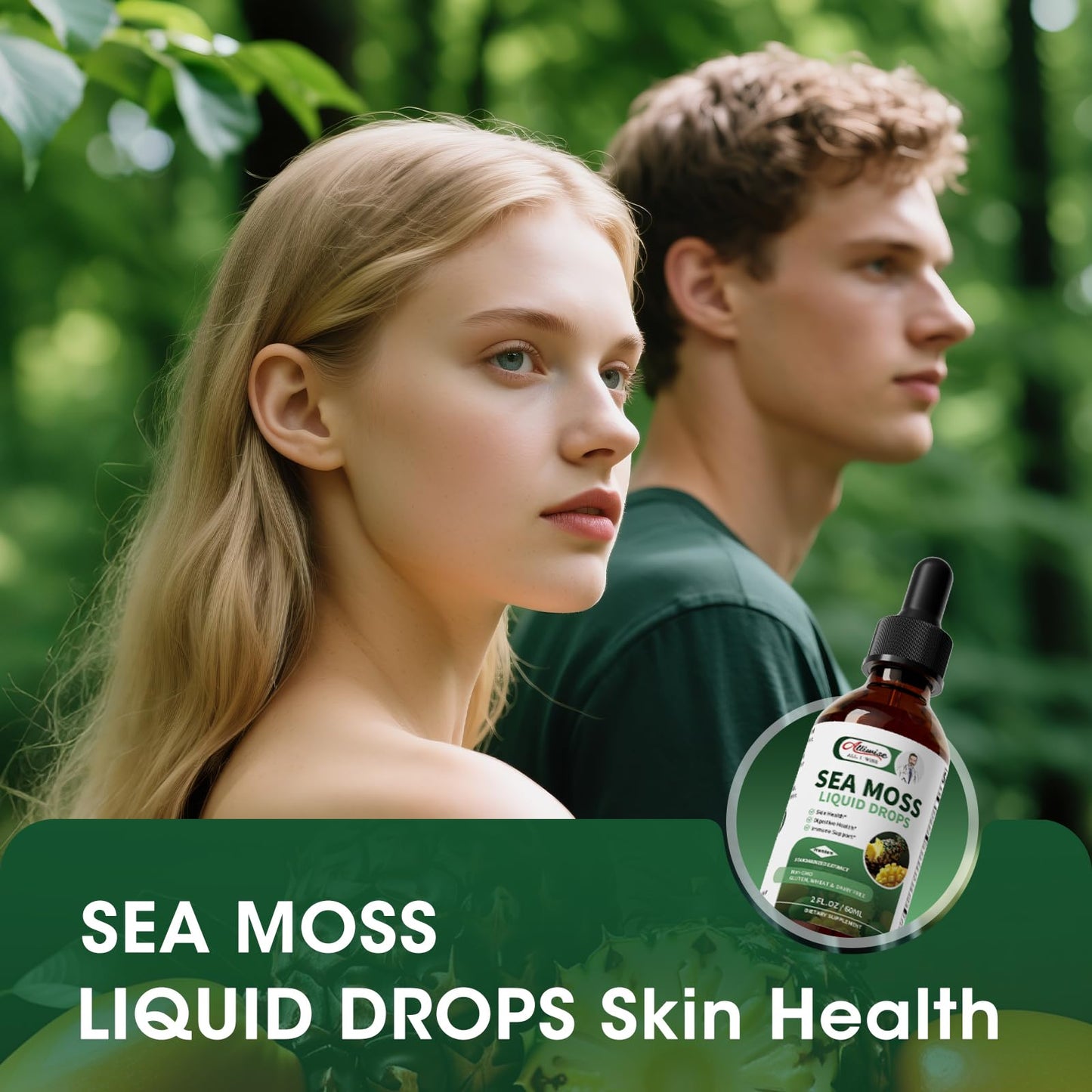 Irish Sea Moss Liquid Drops | 10-in-1 Multi-Action Gel with Hyaluronic Acid & Vitamins | Immune, Digestive, Skin, Hair & Energy Support | 2 Fl Oz