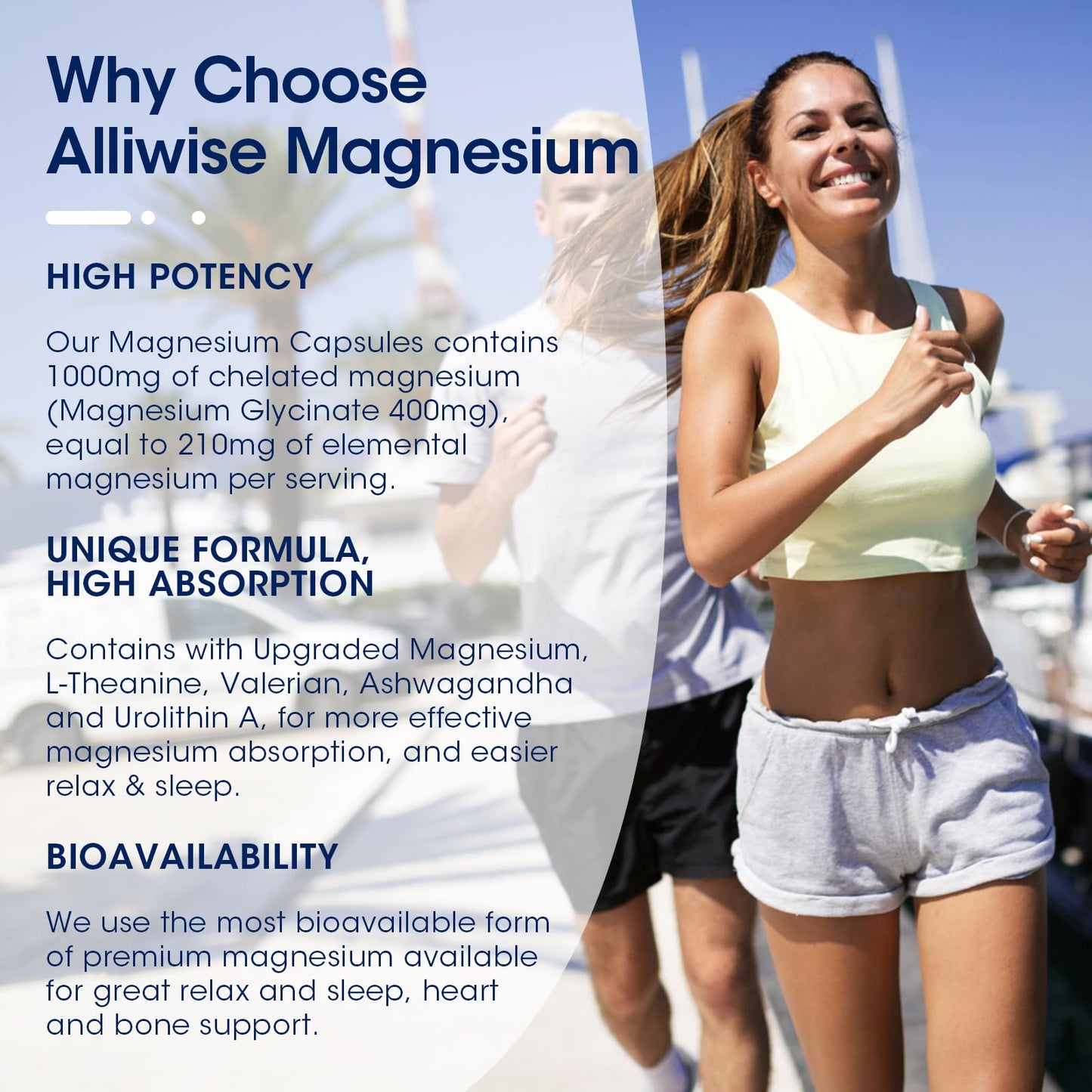 Magnesium Glycinate Complex, High Absorption Vegan Magnesium Supplement for Women and Men, Sleep Support* Promotes Relaxation, Heart, Muscle & Bone Support*, Gluten, Dairy and Soy Free -90 ct