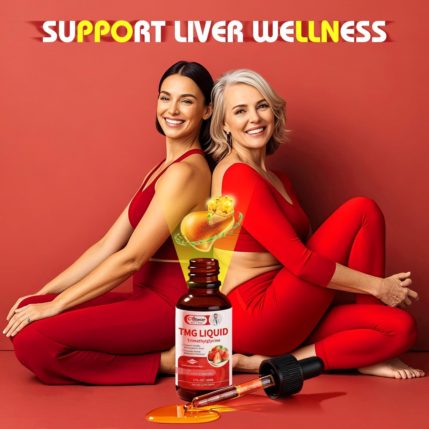 TMG Liquid Drops 1000mg - Trimethylglycine Supplement for Methylation Support, Healthy Homocysteine Levels & Cardiovascular Health - Vegan, Non-GMO, Gluten-Free, Fast Absorption (4 Fl Oz)