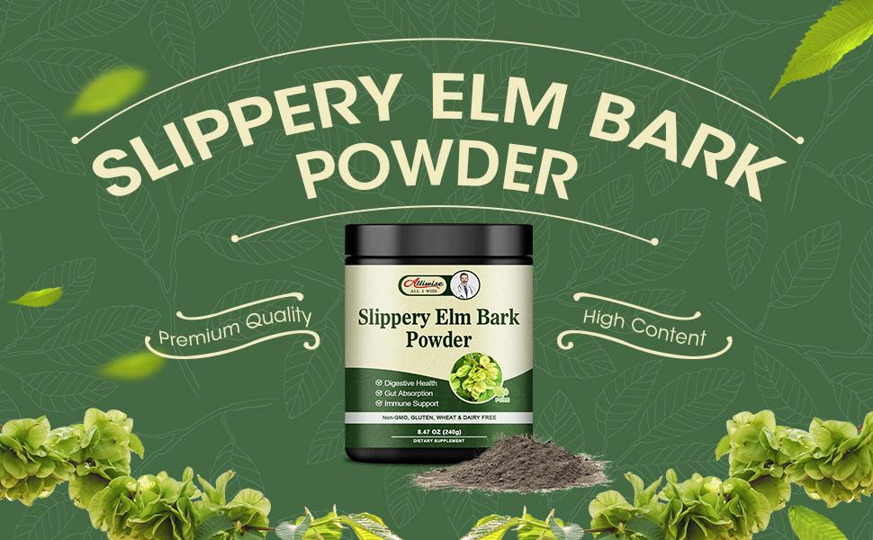 Pure Slippery Elm Powder Natural Herbal Supplement Supports Intestinal Mucous,Helps Soothe The Throat and Coughing