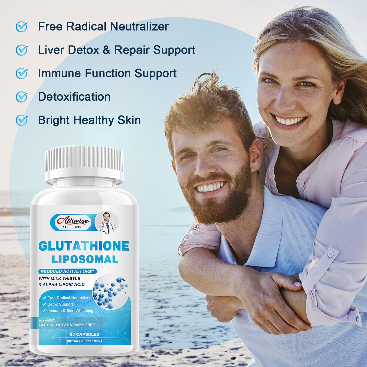 Alliwise Glutathione Liposomal Non-GMO Dietary Supplement