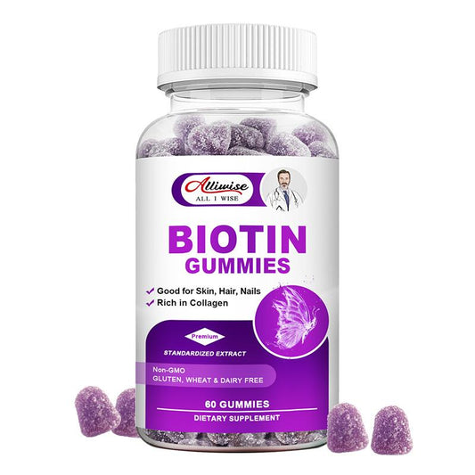 Alliwise Biotin & Collagen Gummies With Vitamin C For Anti Aging, Hair Growth, Skin, Strong Nails Beauty Support For Men & Women