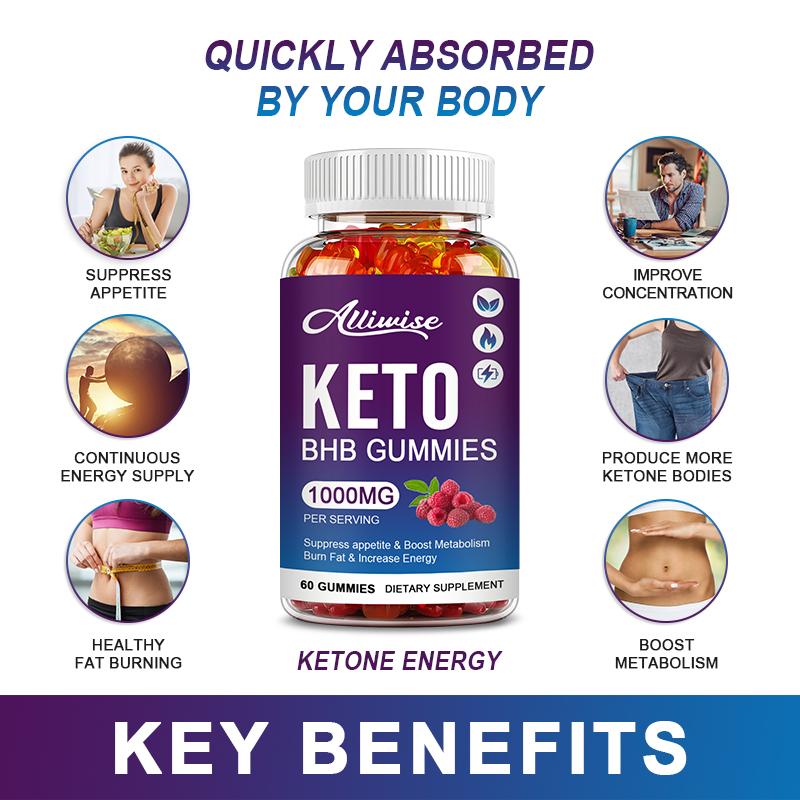ALLIWISE Keto BHB GUMMIES Ketogenic Supplement for Weight Loss For Rapid Burn Fat increase energy