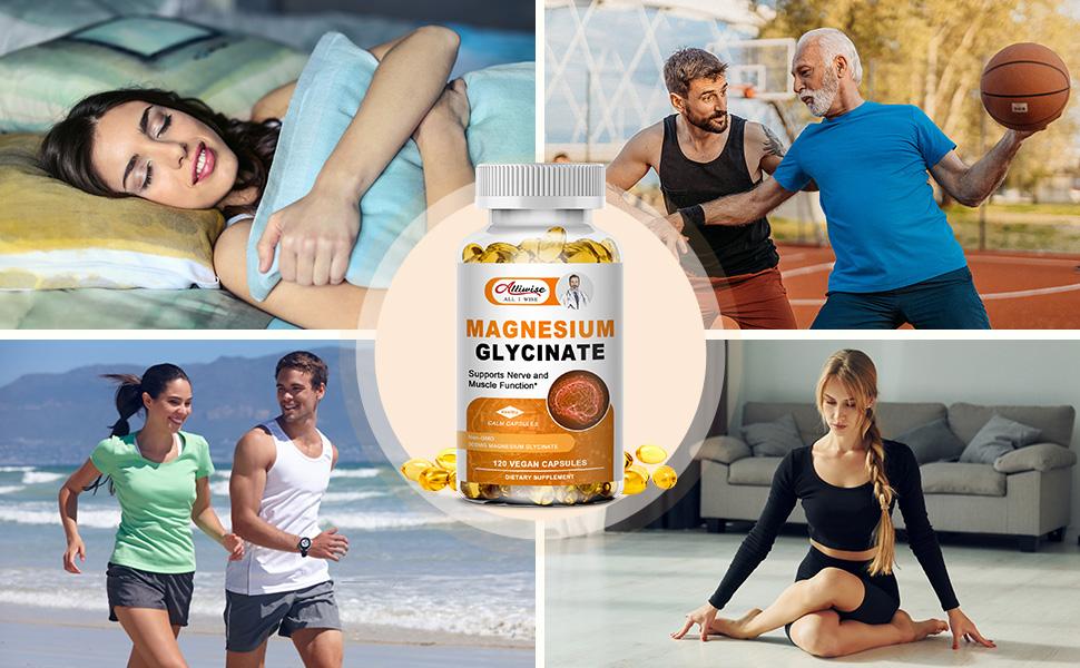 Magnesium Glycinate 400mg Mineral Capsules Sleep Mood Support