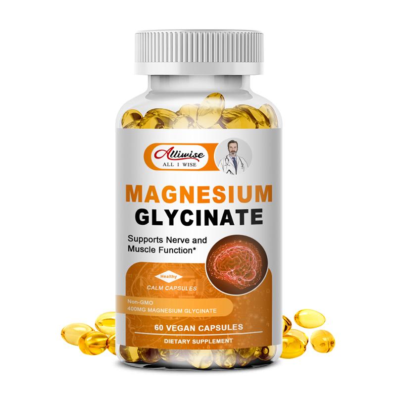 Magnesium Glycinate 400mg Mineral Capsules Sleep Mood Support