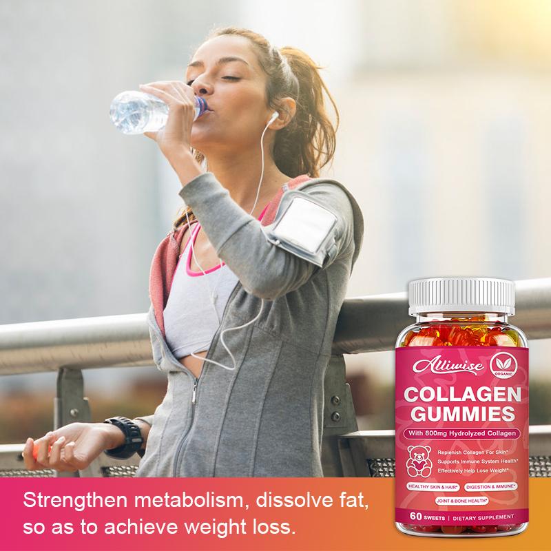 Alliwise Collagen Gummies With Vitamin C Anti Aging Skin Whitening Joint&bone Support Vitamin Gummies
