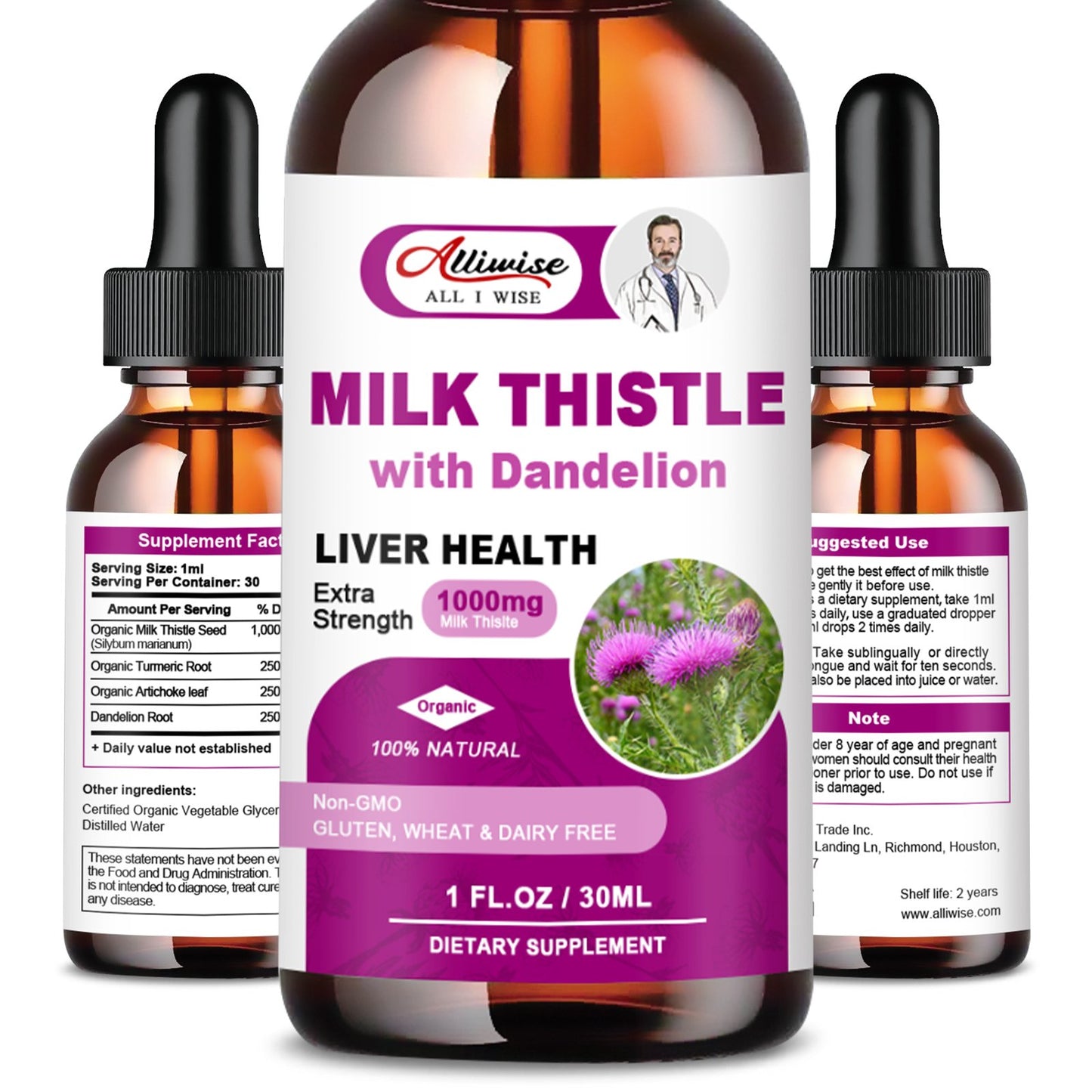 1000mg Milk Thistle Liver Health Support Liquid Drop Supplement
