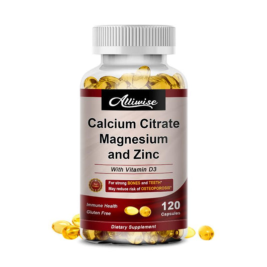 Calcium Magnesium Zinc with Vitamin D3 Capsules Supplement 120 Softgels