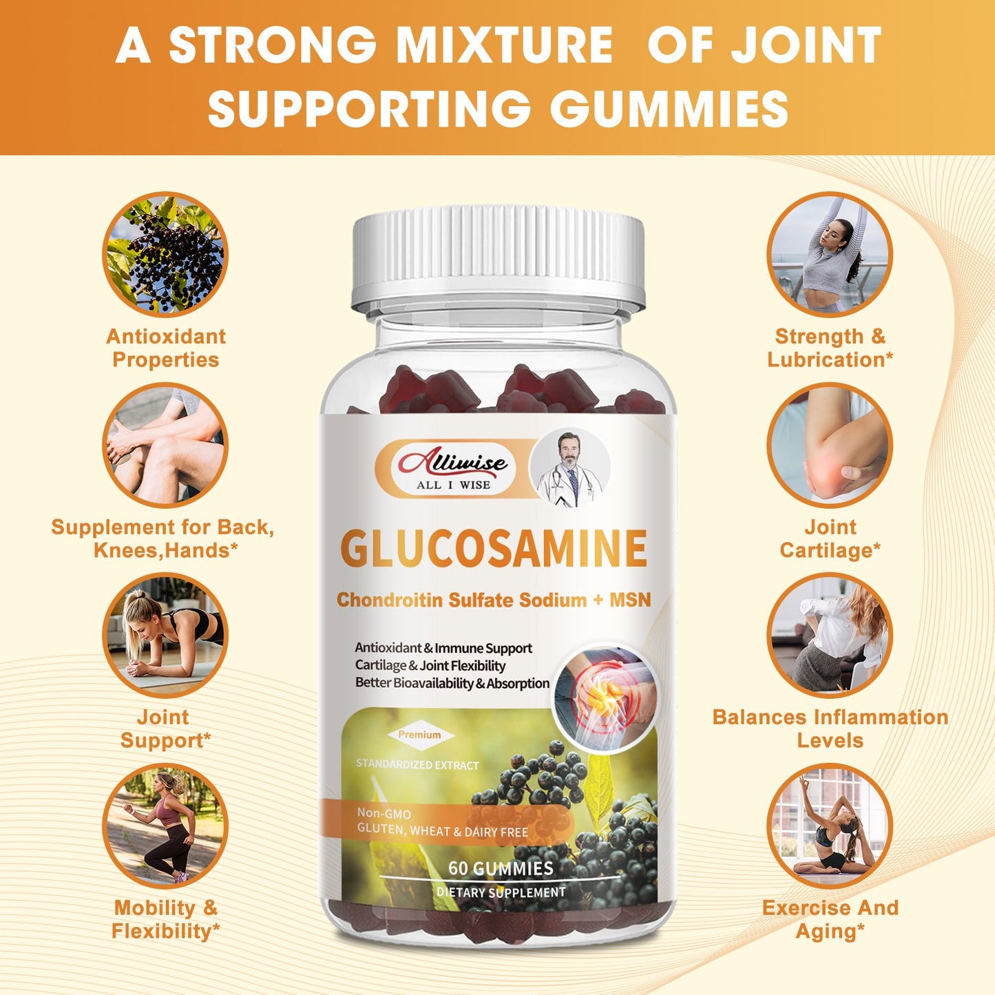 Glucosamine Complex Supplement & Elderberry for Extra Strength Joint Movement