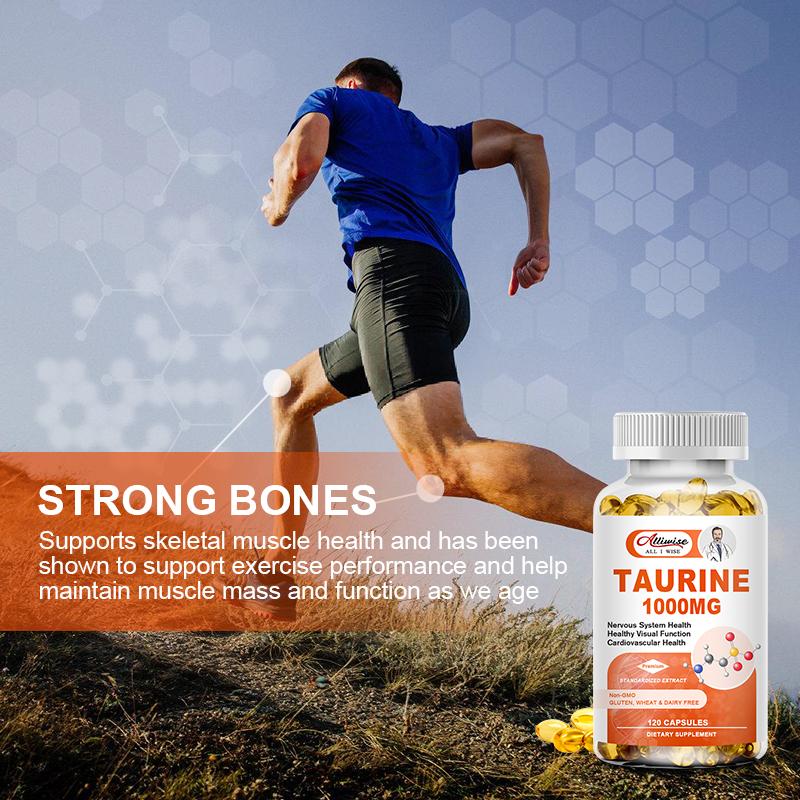 Taurine Capsules 1000MG Antioxidant Amino Acid Double Strength for Healthy Nervous System Visual Function,Brain Health & Cardiovascular Support