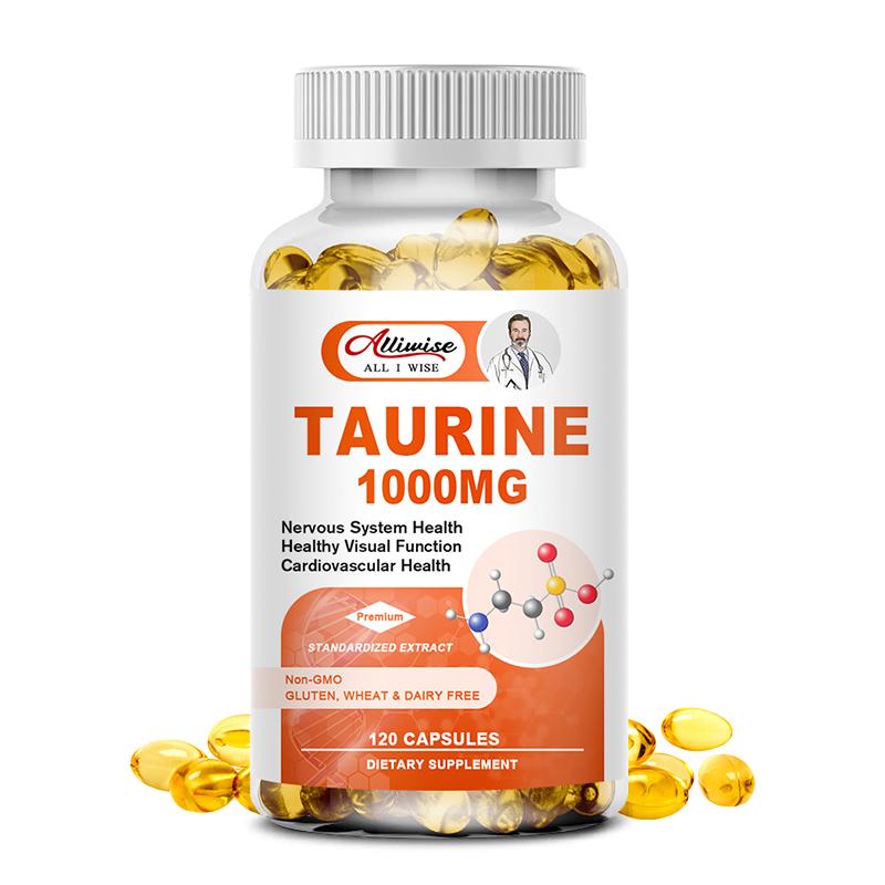 Taurine Capsules 1000MG Antioxidant Amino Acid Double Strength for Healthy Nervous System Visual Function,Brain Health & Cardiovascular Support