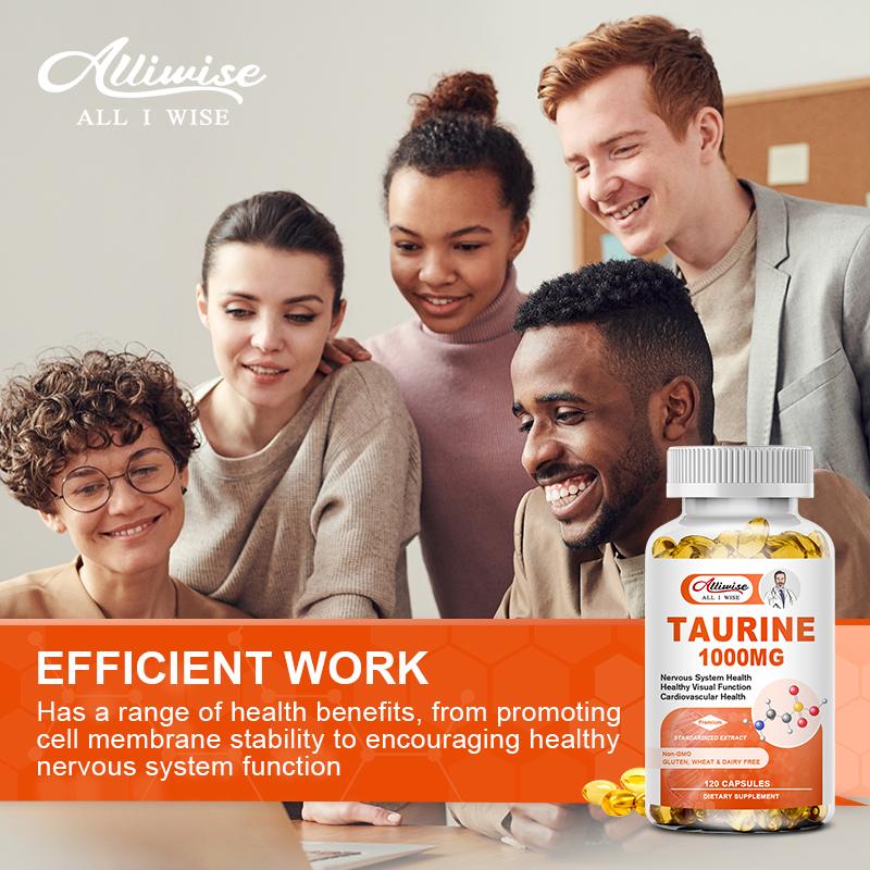 Taurine Capsules 1000MG Antioxidant Amino Acid Double Strength for Healthy Nervous System Visual Function,Brain Health & Cardiovascular Support