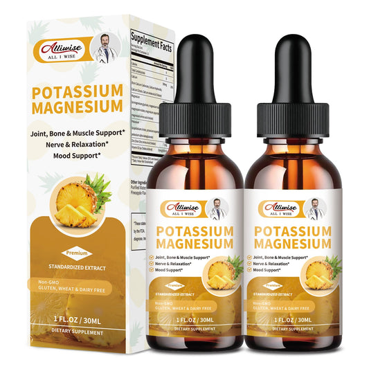 2 Packs Potassium Magnesium Supplement Liquid Drops for Mood Support