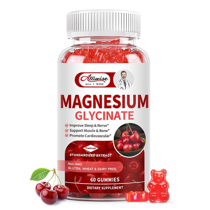 Alliwise Magnesium Glycinate Gummies 400MG - High Absorption Magnesium with B6 & D3 Chewable Magnesium Gummies for Adults Promote Sleep, Calm Mood and Digestion