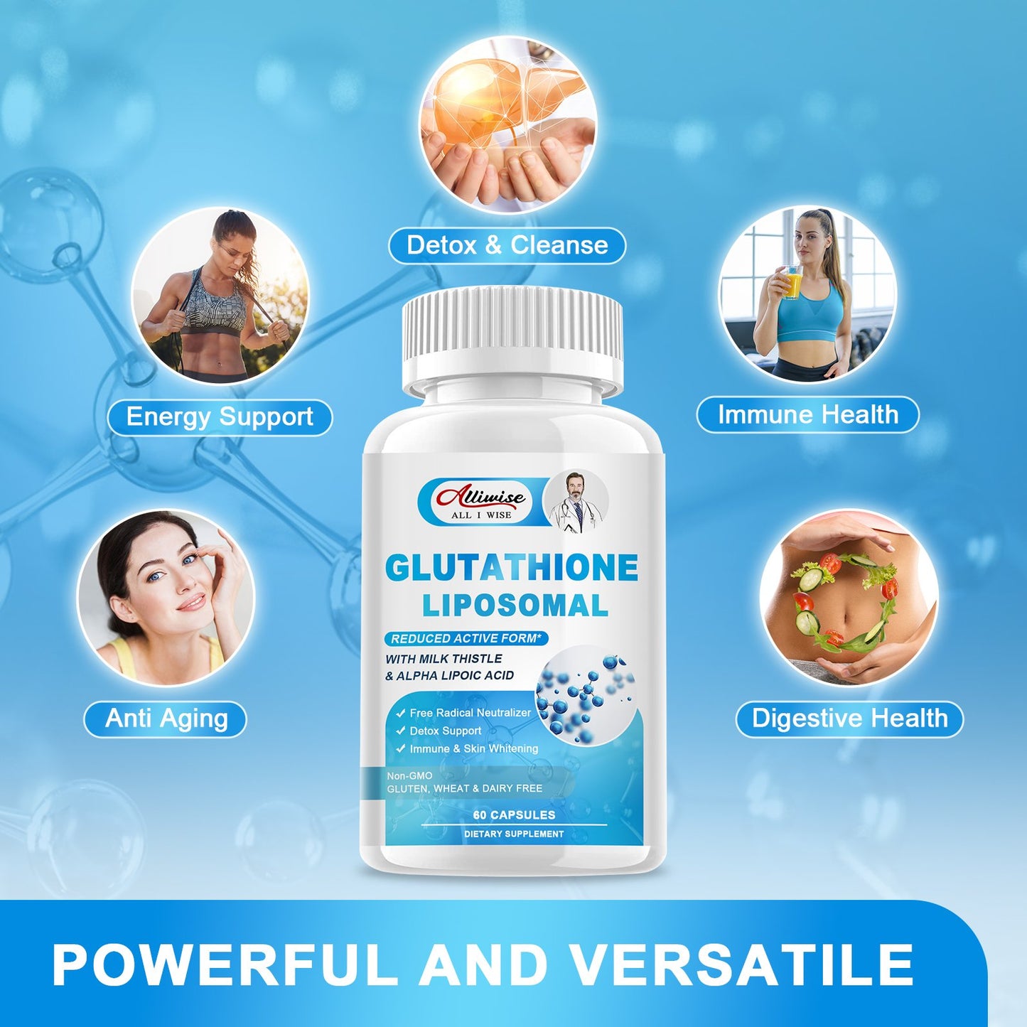 Alliwise Glutathione Liposomal Non-GMO Dietary Supplement