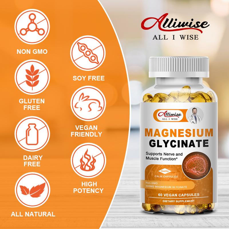 Magnesium Glycinate 400mg Mineral Capsules Sleep Mood Support