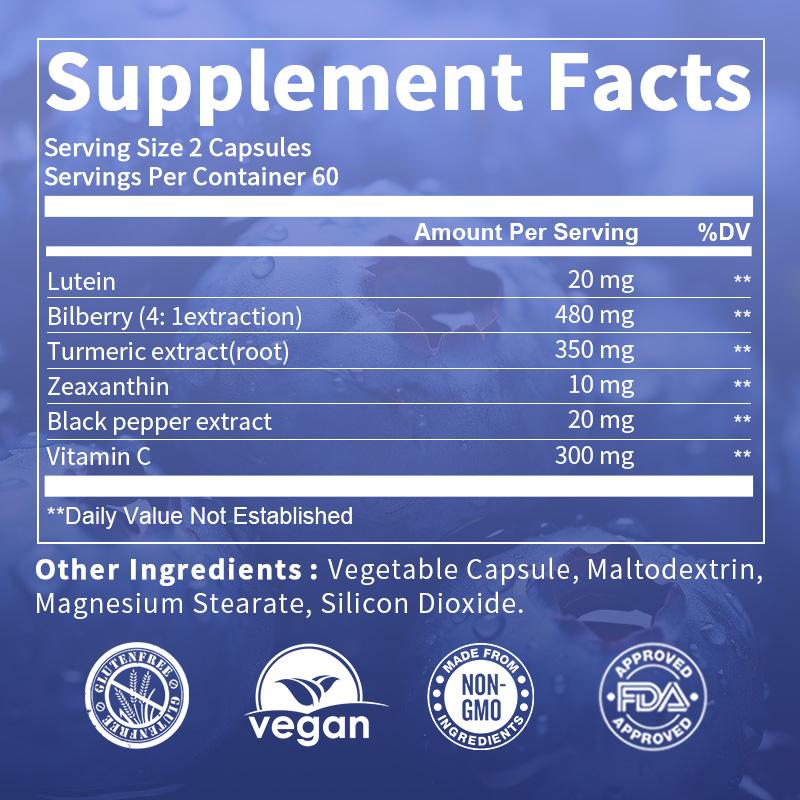 Alliwise Lutein and Zeaxanthin Bilberry Supplements Eye Health Vitamins for Eye Care Blue Light Macular, Red Eyes & Dry Eye