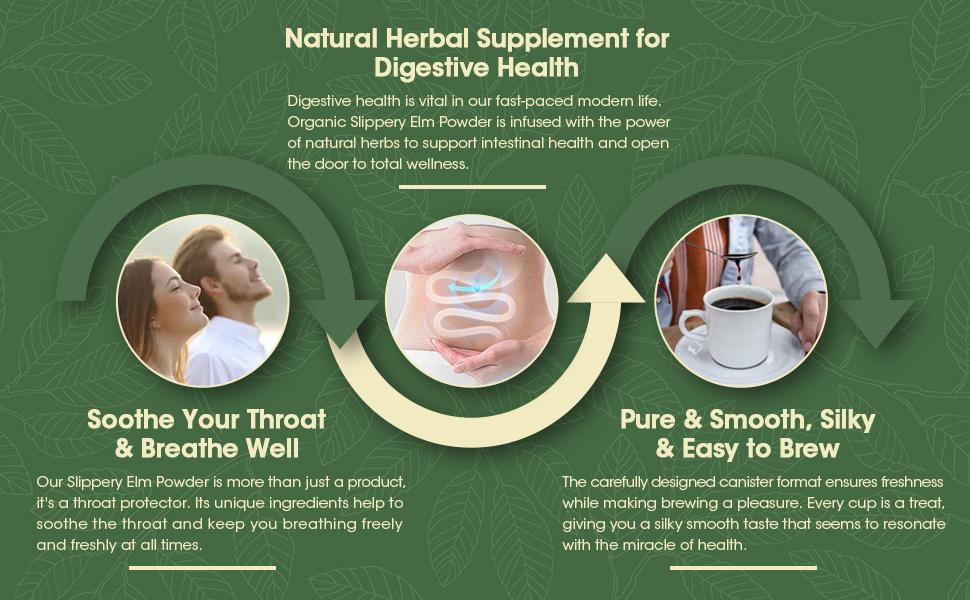 Pure Slippery Elm Powder Natural Herbal Supplement Supports Intestinal Mucous,Helps Soothe The Throat and Coughing