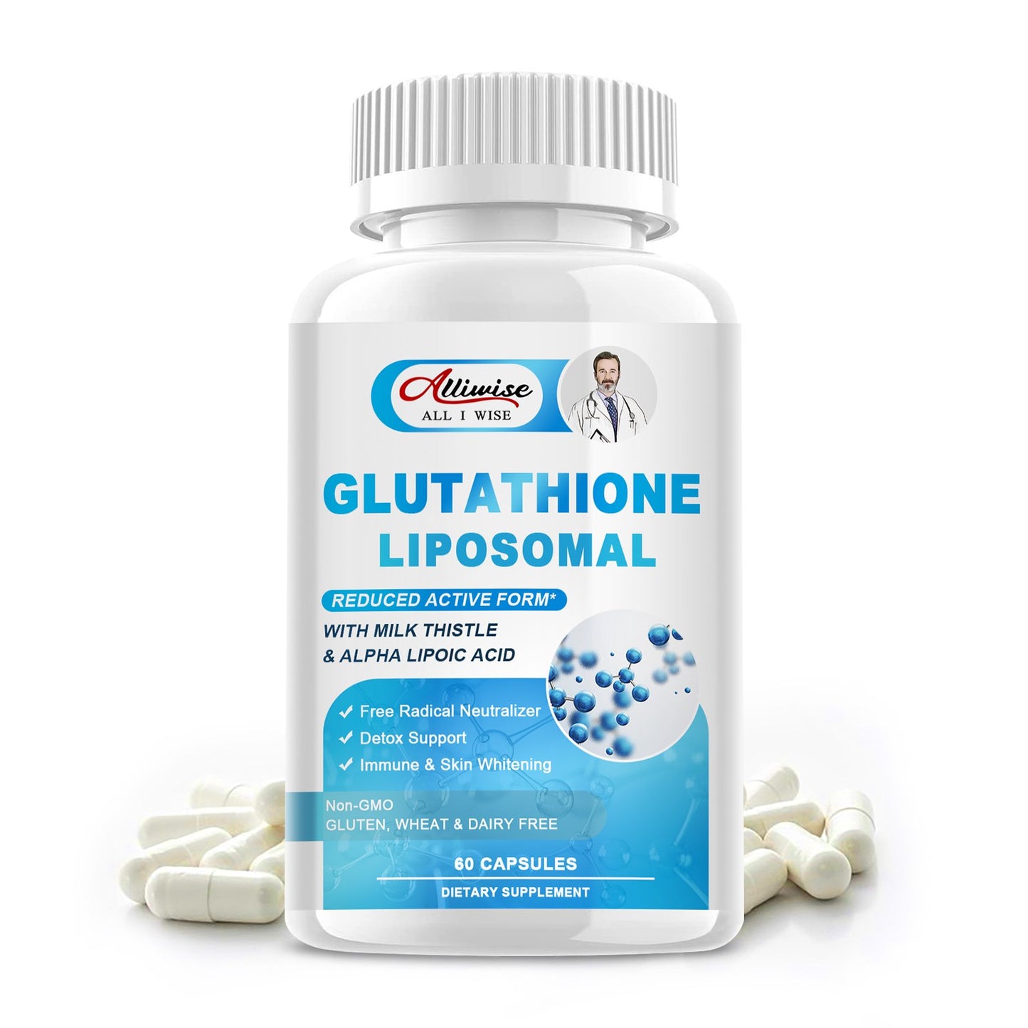 Alliwise Glutathione Liposomal Non-GMO Dietary Supplement