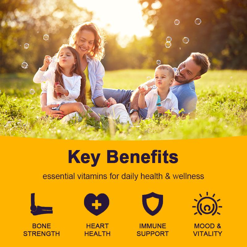 Vegan Vitamin D3 + K2 Soft Gel Capsules Supports Calcium for Stronger Bones & Immune Health VC&VK Complex Dietary Supplement for Adults