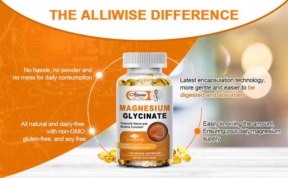 Magnesium Glycinate 400mg Mineral Capsules Sleep Mood Support