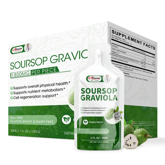 Alliwise Soursop Graviola Liquid 1800mg for Cell Support & Regeneration, Immune Boost, High Absorption Soursop Bitters Drink