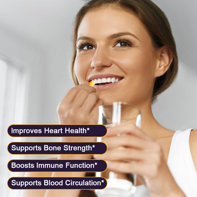 Vegan Vitamin D3 + K2 Soft Gel Capsules Supports Calcium for Stronger Bones & Immune Health VC&VK Complex Dietary Supplement for Adults