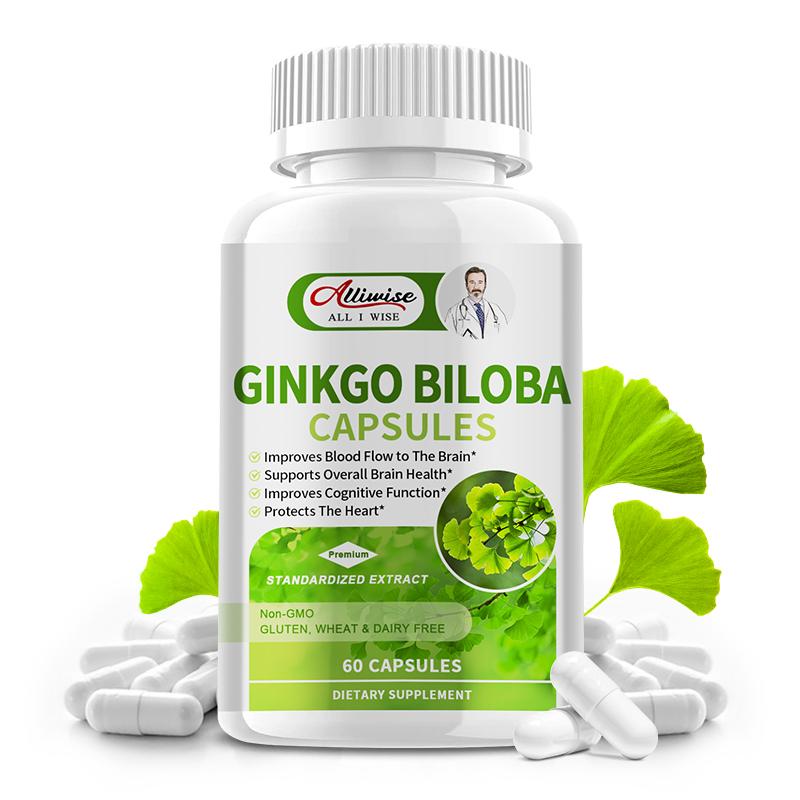 Alliwise Ginkgo Biloba Vegetarian Capsules Extra Supports Brain Function Memory Support