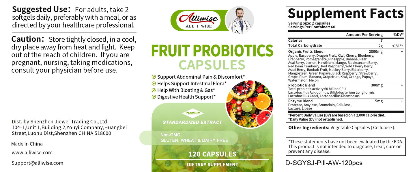 Fruit Probiotics Capsules Dietary Supplement For Digestive Health Support