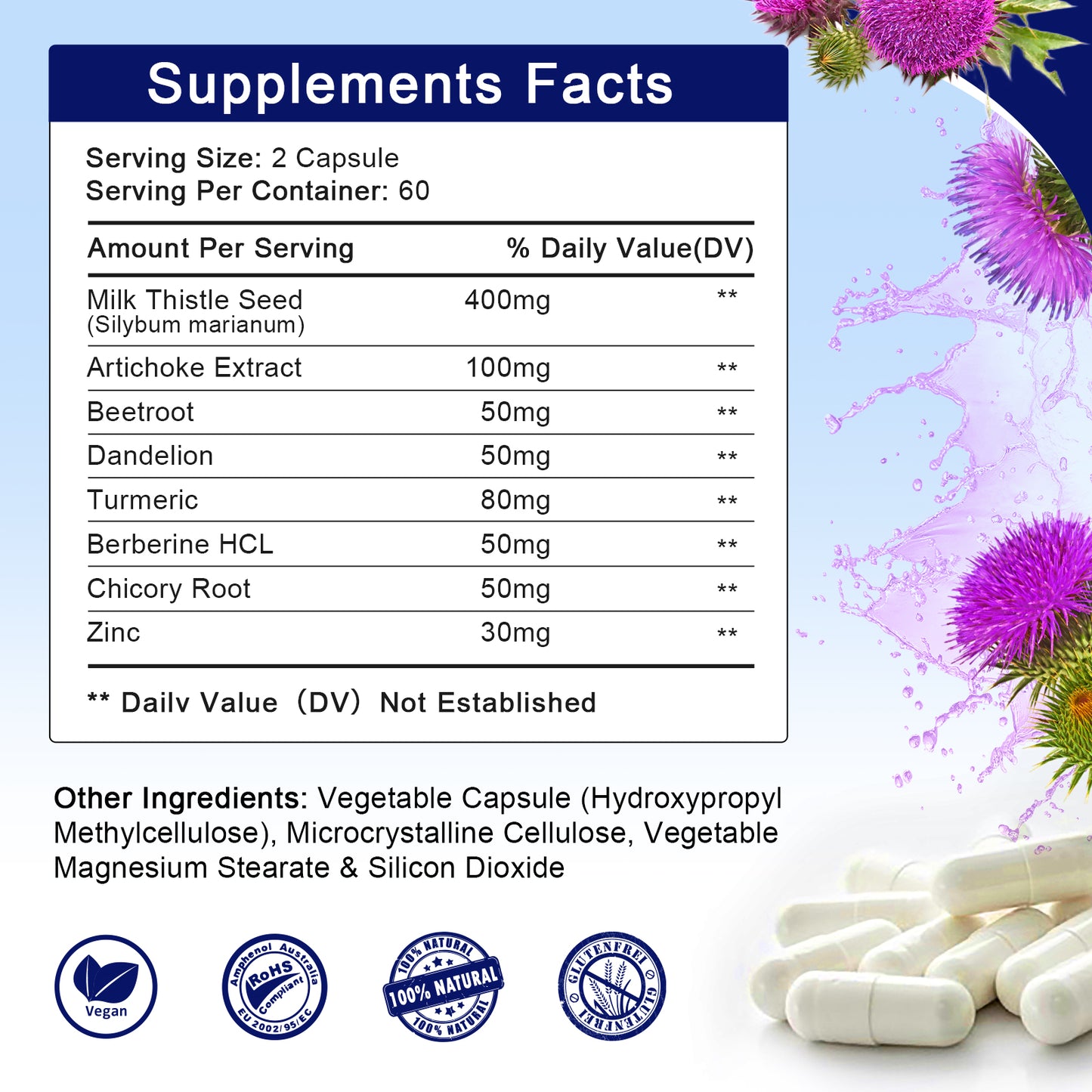 Liver Support Supplement, 120 Vegan Liver Cleanse Detox & Repair Capsules, Milk Thistle Extract with Silymarin 85%, Artichoke Extract, Dandelion & Turmeric Extract Blend, Premium Liver Health Formula