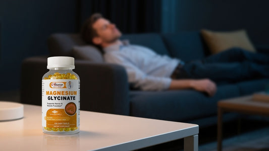 relaxing at home after taking magnesium glycinate supplement to unwind after work