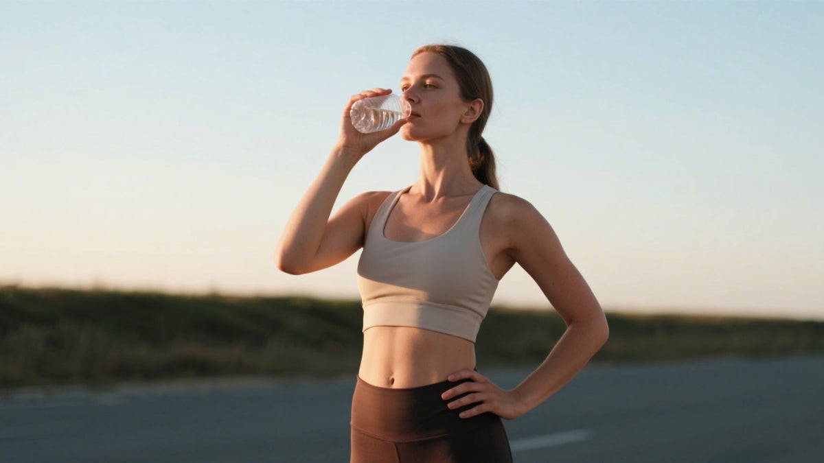 A person drinking water from a bottle in summer, highlighting healthy hydration and the importance of stay hydrated in warm weather.