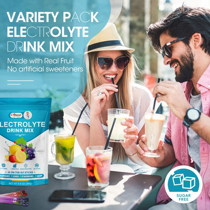 Electrolytes Powder Packets - 28 Hydration Packets - Organic Fruit Liquid Hydrate Packets for Dehydration Relief and Rehydration, Sugar Free & 0 Calorie