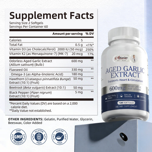 Aged Garlic Extract (600mg) | Cardiovascular Support