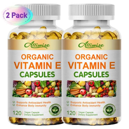 2 Packs Vitamin E Capsule Natural Antioxidant, Skin & Immune System Support Supplement for Healthy Skin, Hair, Nails, Immune & Eye Health