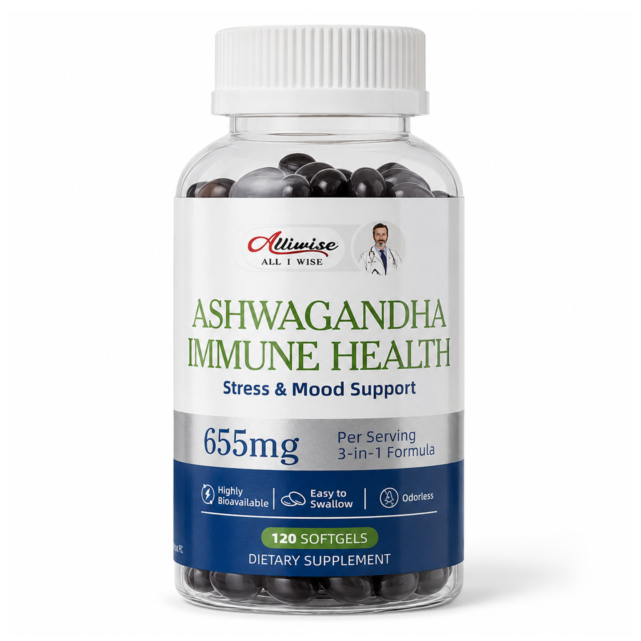 Alliwise® Ashwagandha Immune Health 655mg Stress & Mood Support