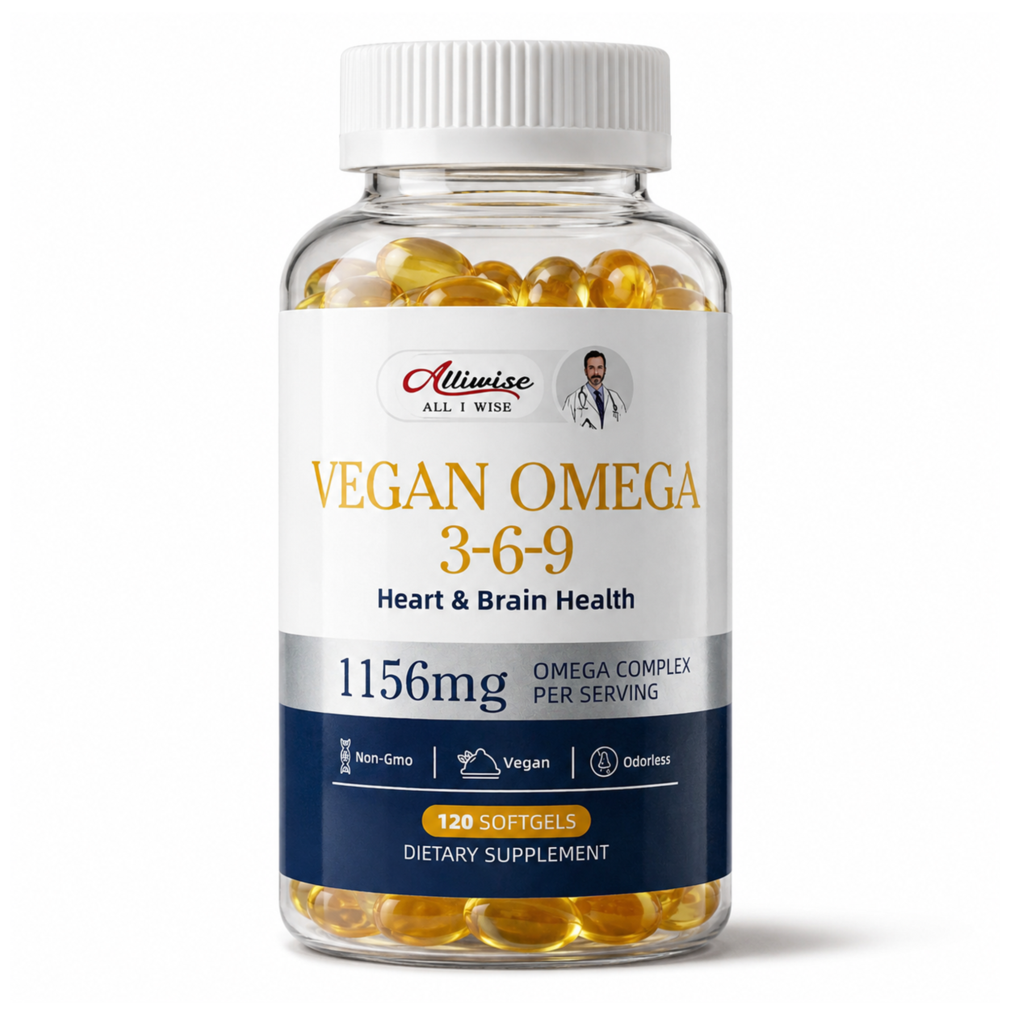 Alliwise® Vegan Omega 3-6-9 Softgels 1156mg - 120 Softgels