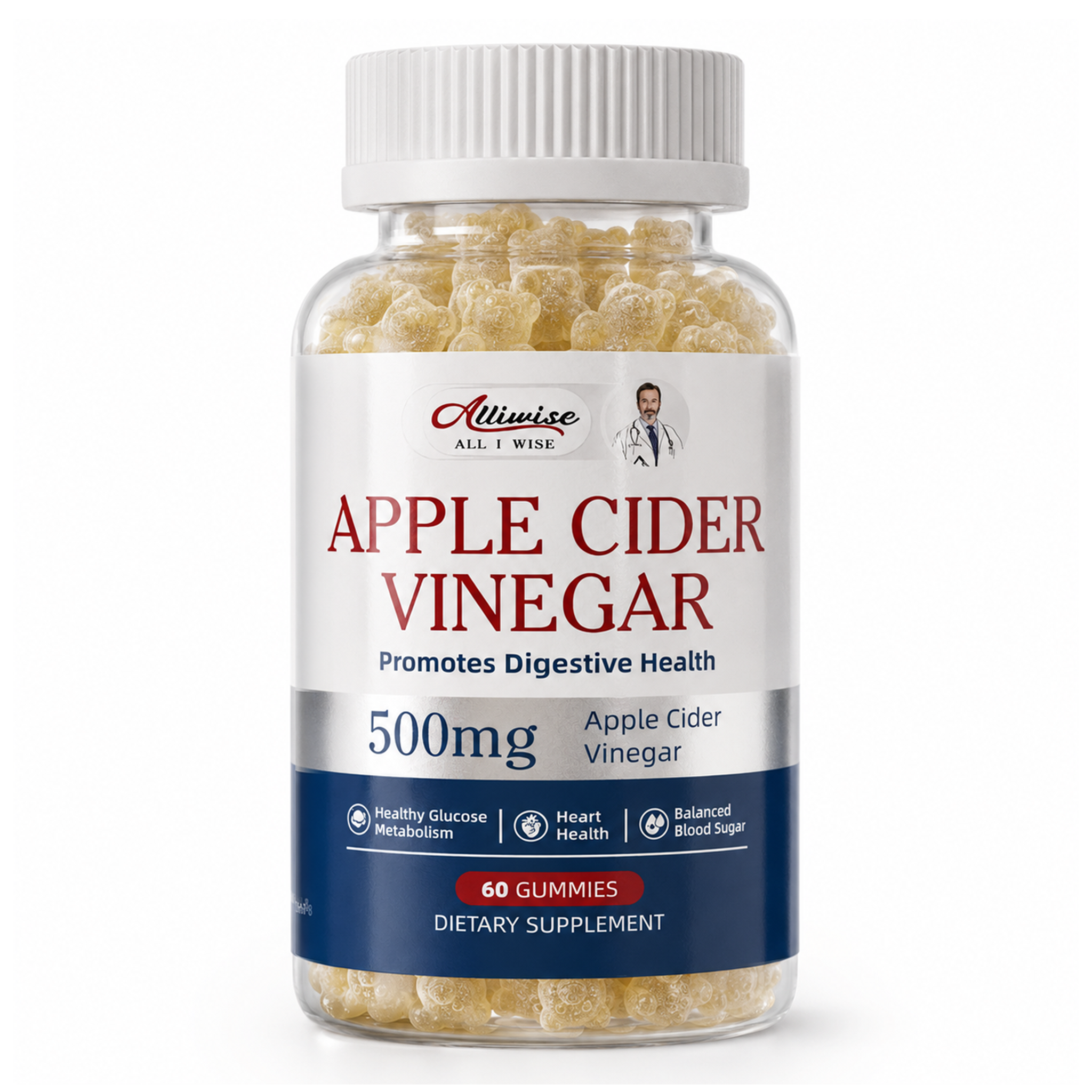 Alliwise® Apple Cider Vinegar Gummies 500mg (60 Gummies)