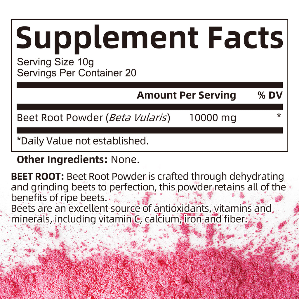Pure Beet Root Powder - Natural Nitric Oxide & Energy Booster (20 Servings / 200g)