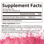Pure Beet Root Powder - Natural Nitric Oxide & Energy Booster (20 Servings / 200g)
